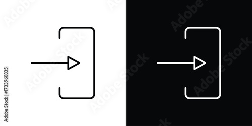 Log out icon outline pictogram isolated on white. Vector Icon shape.