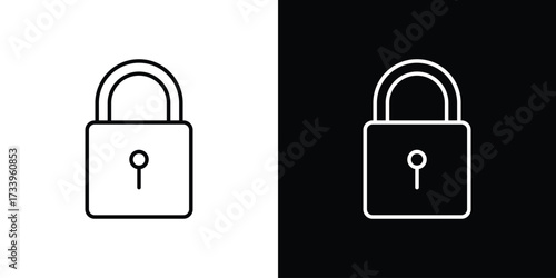 Lock icon outline pictogram isolated on white. Vector Icon shape.
