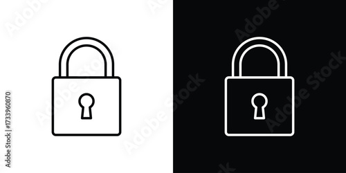 Lock icon outline pictogram isolated on white. Vector Icon shape.