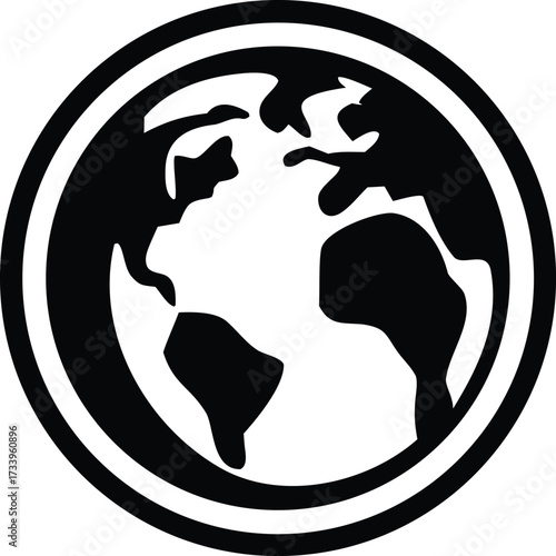 Iconic globe earth logo symbol representing global connectivity and worldwide reach for digital and print projects