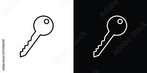 key icon outline pictogram isolated on white. Vector Icon shape.