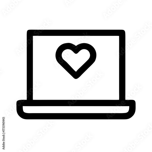 This minimalist line icon of a laptop with a heart is perfect for websites and blogs on social media, favorite content, customer feedback, reviews, and online dating.


