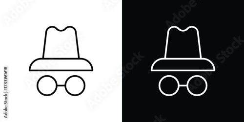 Incognito icon outline pictogram isolated on white. Vector Icon shape.