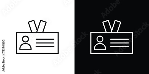 ID badge icon outline pictogram isolated on white. Vector Icon shape.