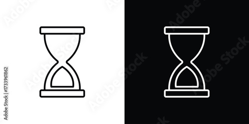 Hourglass end icon outline pictogram isolated on white. Vector Icon shape.