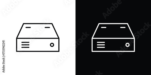 Hard Disk icon outline pictogram isolated on white. Vector Icon shape.