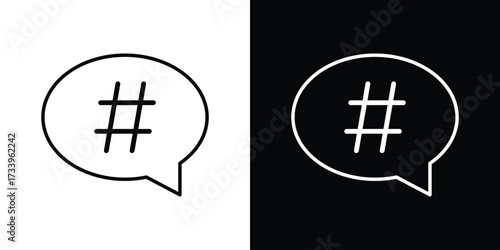 Hashtag icon outline pictogram isolated on white. Vector Icon shape.