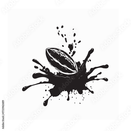 Sweet Chocolate Explosion with Cocoa Powder Silhouette Vector Illustration