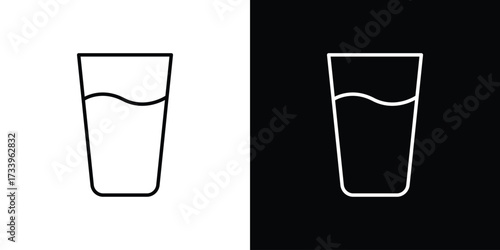 Glass icon outline pictogram isolated on white. Vector Icon shape.