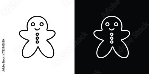 Gingerbread man icon outline pictogram isolated on white. Vector Icon shape.