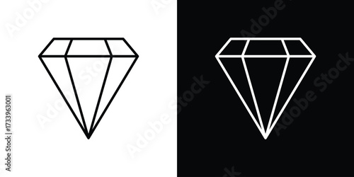 Gem icon outline pictogram isolated on white. Vector Icon shape.