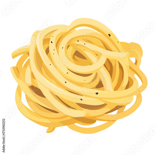 Flat 2D Cacio E Pepe illustration, vector graphic in icon style, on white background