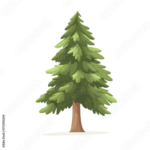 Minimal flat vector of a Cedar Tree, 2D icon-style illustration on white background
