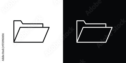 Folder upload icon outline pictogram isolated on white. Vector Icon shape.