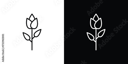 Flower tulip icon outline pictogram isolated on white. Vector Icon shape.