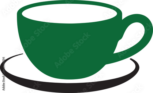 Green Coffee Cup and Saucer Icon beverage