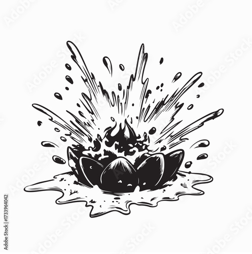 Chocolate Explosion Silhouette Vector with Cocoa Powder Dessert Illustration