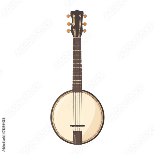 Minimal flat vector of a Banjo Case, 2D icon-style illustration on white background