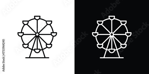 Ferris wheel icon outline pictogram isolated on white. Vector Icon shape.