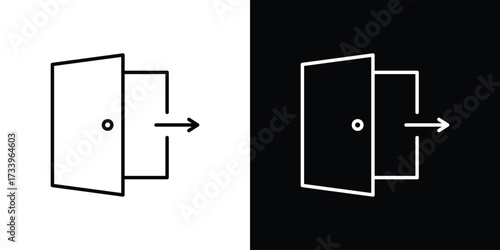 Exit icon outline pictogram isolated on white. Vector Icon shape.