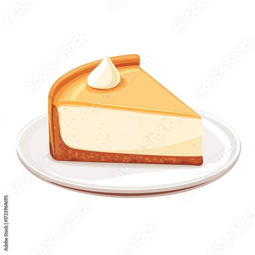 Cheesecake, flat style 2D vector image, isolated on a white background