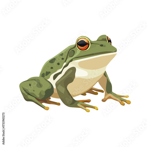 Minimal flat vector of a Bullfrog, 2D icon-style illustration on white background