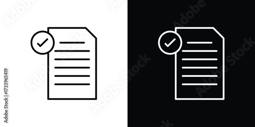 Document accept icon outline pictogram isolated on white. Vector Icon shape.
