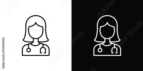 Doctor icon outline pictogram isolated on white. Vector Icon shape.
