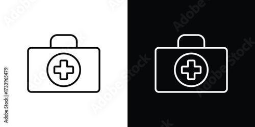 Doctor bag icon outline pictogram isolated on white. Vector Icon shape.