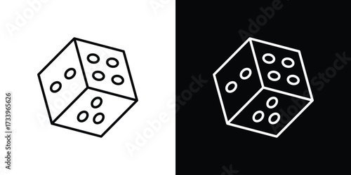 Dice icon outline pictogram isolated on white. Vector Icon shape.