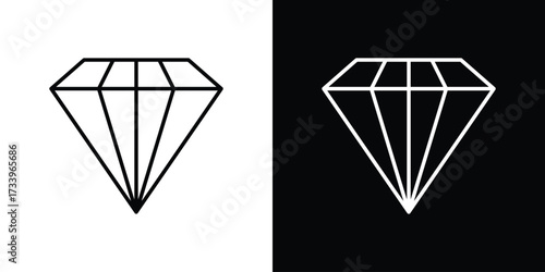 Diamond icon outline pictogram isolated on white. Vector Icon shape.