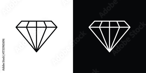 Diamond icon outline pictogram isolated on white. Vector Icon shape.