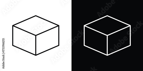 Cube icon outline pictogram isolated on white. Vector Icon shape.