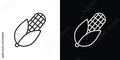 Corn icon outline pictogram isolated on white. Vector Icon shape.