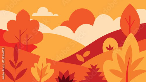 Vibrant autumn leaves in red orange and yellow