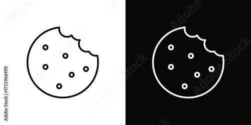 Cookie icon outline pictogram isolated on white. Vector Icon shape.