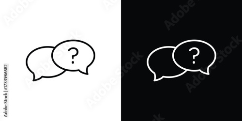 Comment question icon outline pictogram isolated on white. Vector Icon shape.