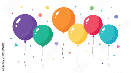 Vibrant colorful balloons floating upward