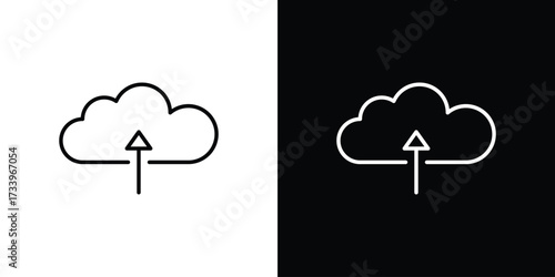 Cloud upload icon outline pictogram isolated on white. Vector Icon shape.