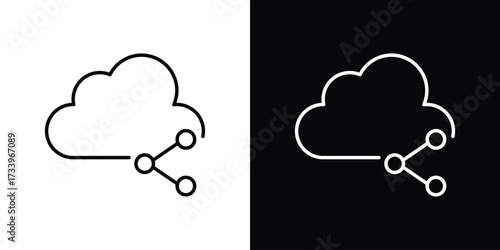 Cloud share icon outline pictogram isolated on white. Vector Icon shape.