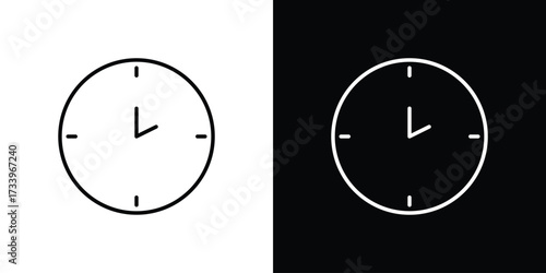 Clock icon outline pictogram isolated on white. Vector Icon shape.