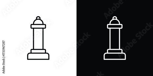 Chess queen icon outline pictogram isolated on white. Vector Icon shape.