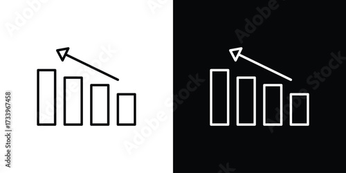 Chart histogram icon outline pictogram isolated on white. Vector Icon shape.
