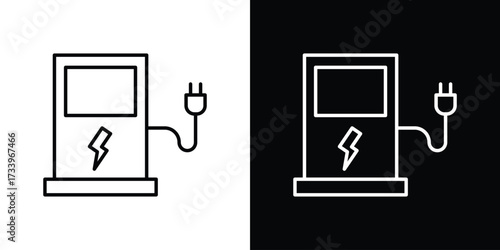 Charging station icon outline pictogram isolated on white. Vector Icon shape.
