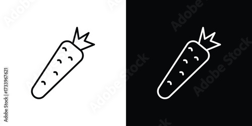 Carrot icon outline pictogram isolated on white. Vector Icon shape.