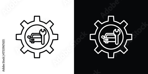 Car mechanic icon outline pictogram isolated on white. Vector Icon shape.