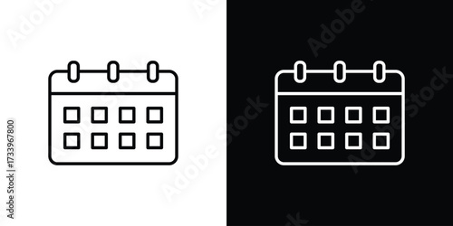 Calendar icon outline pictogram isolated on white. Vector Icon shape.