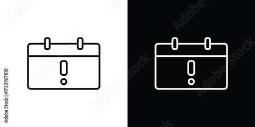 Calendar exclamation icon outline pictogram isolated on white. Vector Icon shape.