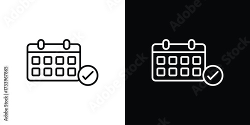 Photos Calendar check icon outline pictogram isolated on white