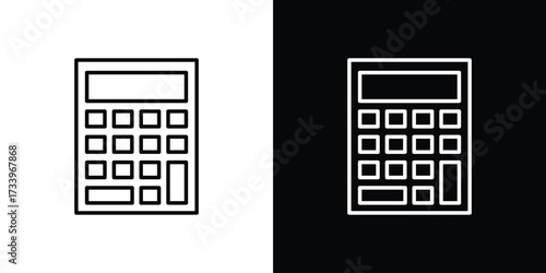 Calculator icon outline pictogram isolated on white. Vector Icon shape.
